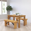 Merrick Lane Jessamine 46" x 30" Rectangular Rustic Solid Pine Farm Dining Table, Antique Farmhouse Wooden Dining Table for Kitchens and Parties, Light Natural