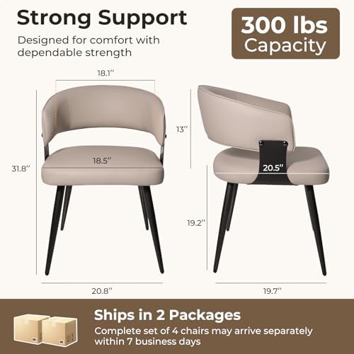 Dining Chairs Set of 4, Modern Faux Leather Kitchen Chairs