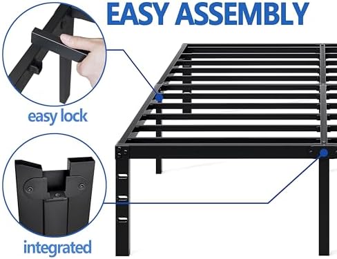 NEW JETO Metal Bed Frame,Twin Size Bed Frame with Storage Space,16 Inch