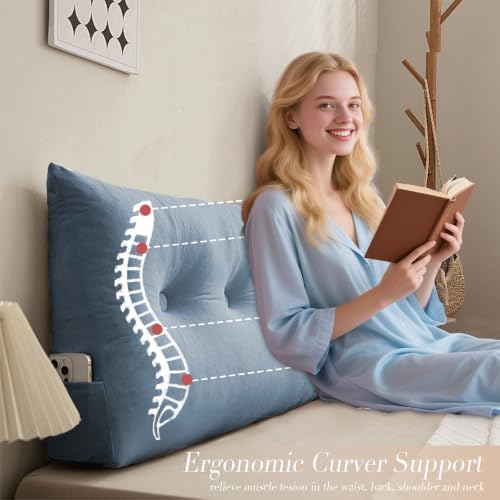 Wedge Headboard Pillow Twin XL, College Dorm Essentials Bed Reading