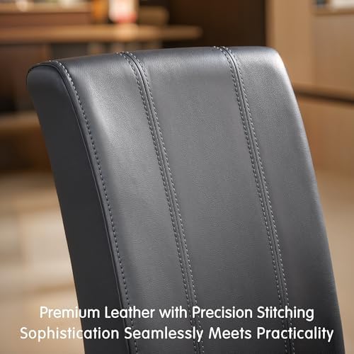 CHUN YI Dining Chairs Set of 6, Faux Leather Dining Room Chairs, Upholstered Modern Kitchen Parsons Chairs for Dining Room with Sturdy Wood Legs, Grey (Only Chairs)