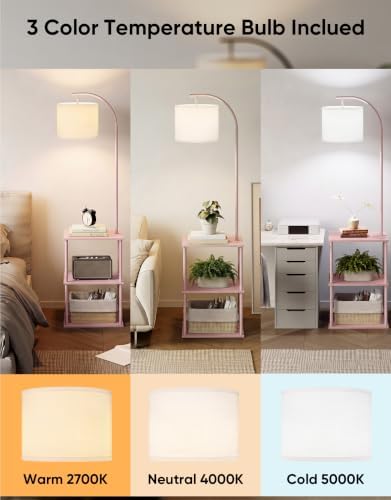 Floor Lamp with Table 2-Pack, Nightstands End Side Table for Living Room