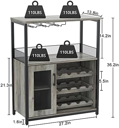IDEALHOUSE Wine Bar Cabinet with Detachable Wine Rack and Storage Space