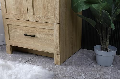 24" Pre-Assembled Bathroom Vanity with Sink, MDF Engineered Wood, Ivory White Engineered Marble Countertop Attached, Single Rectangle Porcelain Sink, 1 Soft-Close Drawers, Mango Wood