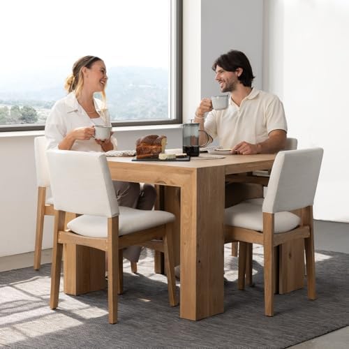 Transformer Table Solid Wood Extendable Dining Table, Natural