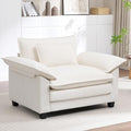 Modern Oversized Accent Chair,44" Chenille Upholstered Armchair with Deep Seat,Comfy Accent Chair Reading Chairs Cloud Sofa Chair for Living Room Bedroom Apartment White