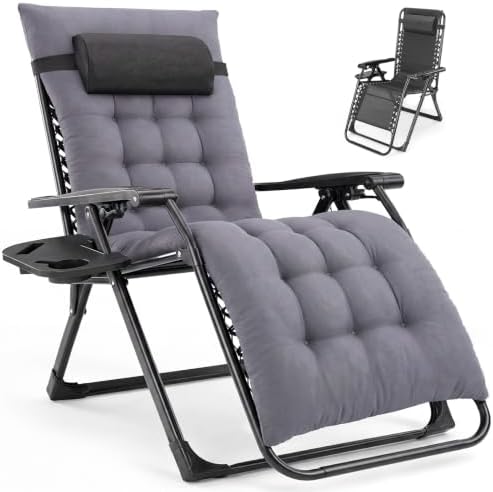 NEWBULIG Zero Gravity Chair, Folding Patio Recliner with Cup Holder Trays