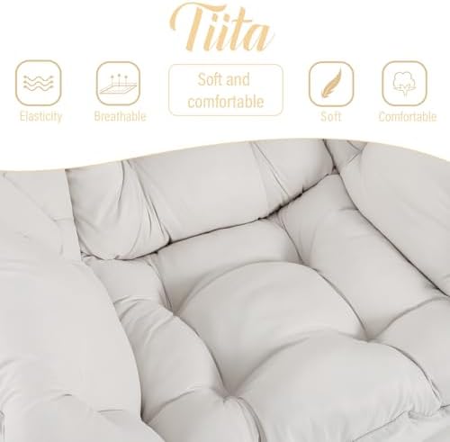 Tiita Lazy Chair for Adults, Comfy Reading Accent Chair, Beige Single