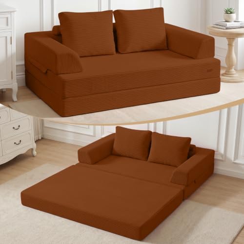 Comax Convertible Futon Sofa Bed, 59" Folding Boneless Loveseat Small Couch