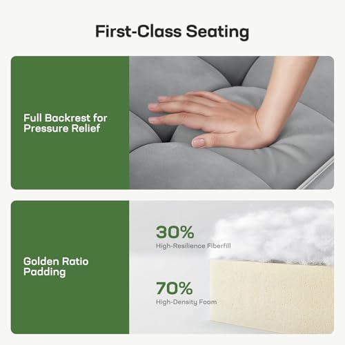 Marsail Convertible Futon Sleeper Sofa Bed, Pull Out Couch Loveseat, Gray