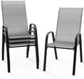 VINGLI Patio Chairs Set of 4, Silver Gray