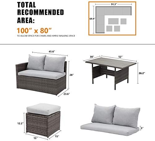Wisteria Lane 7 Piece Patio Furniture Set, Patio Sectional for All Weather