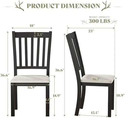 AMERLIFE Set of 8 Farmhouse Upholstered Dining Chairs with Wood Legs, Grey