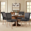 CHUN YI Dining Chairs Set of 4, Faux Leather Dining Room Chairs, Upholstered Modern Kitchen Parsons Chairs for Dining Room with Sturdy Wood Legs, Vintage Grey