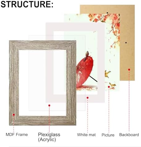 xnlkros Picture Frame Set 10 pack, Farmhouse Photo Frames, Gallery Wall Frame Collage, 8x10 5x7 4x6 Frames in 3 Different Finishes Picture Frames For Wall or Desk,Gray