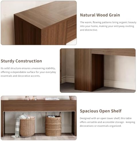 Epecoya 86-Inch Console Table Behind Couch Mid Century, Walnut Brown