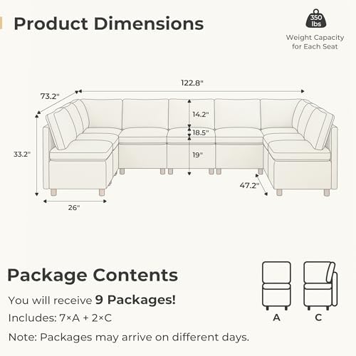 SITJOY Breakfast Nook Bench with Storage, Beige, 9 Seat (2 Corner)