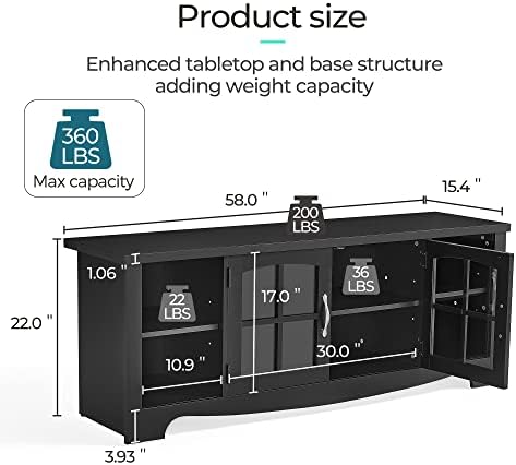 LINSY HOME Living Room Table Sets 4 Piece with TV Stand, Farmhouse TV Stand for 65 Inch TV, Coffee Table with Drawers, Two End Table with Charging Station, Black