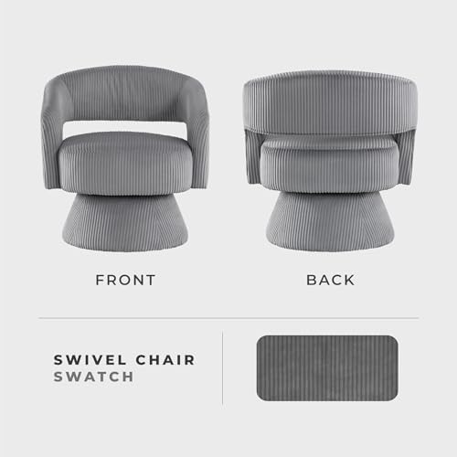 Lexicon Modern Comfy Corduroy 360 Degree Swivel Accent Chair, Dark Gray