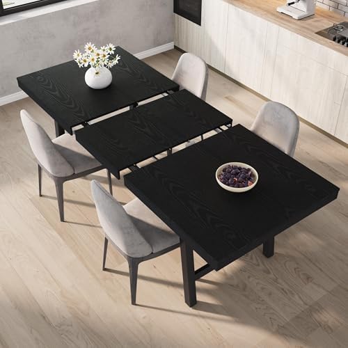 Garvee 63-83" Expandable Dining Table, Large Kitchen Table, Black