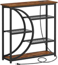 Snughome Entryway Table, Console Table with Charging Station, Industrial Narrow Sofa Table with 5 Tier Storage Shelves, Entrance Table for Hallway, Behind The Couch, Living Room, Foyer