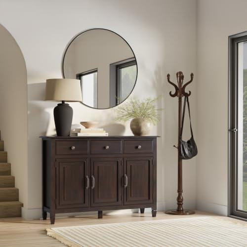 SIMPLIHOME Connaught 51" Solid Wood Cabinet in Chestnut Brown