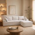95" L-Shaped Right Facing Cloud Sectional Couch for Living Room, Modular Compressed Boneless Sectional Sofa Corduroy Boneless Corner Foam Sofa W/Chaise Lounge and Pillows