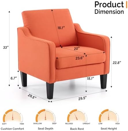 VINGLI Accent Chairs Set of 2, Modern Traditional Armchair for Living Room