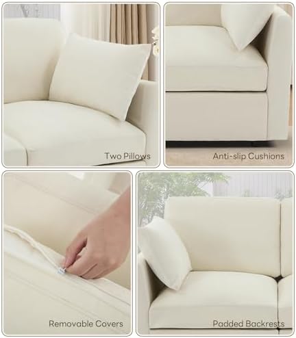 Iroomy Modular Sectional Couch for Living Room, Spring Cushion Seating, Modern Convertible Cloud Sofa with Ottoman, Beige