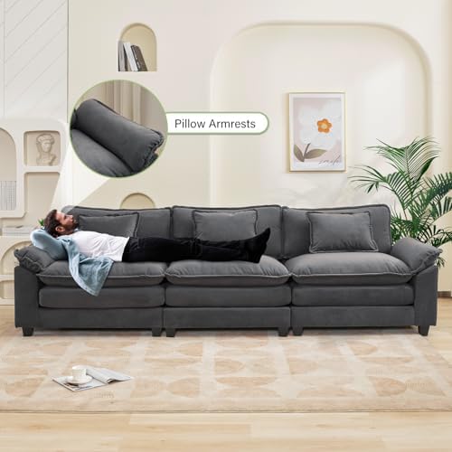 Oprisen 120" Modular Sectional Sofa, Comfy 3 Seater Deep Cloud Couch