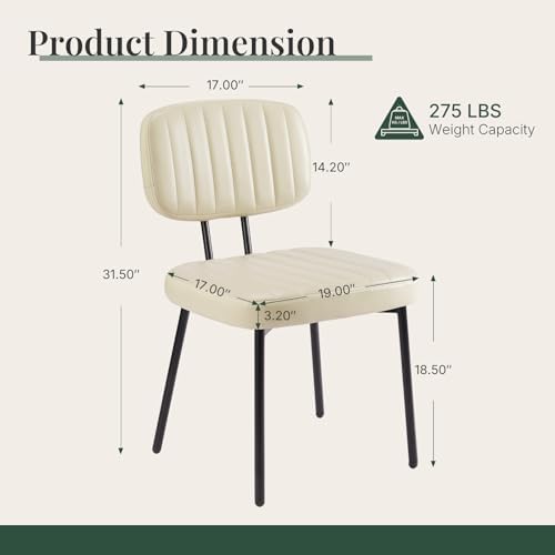 Dining Chairs Set of 2, PU Leather Upholstered Kitchen Chairs