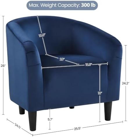 Yaheetech Compact Velvet Accent Chairs Set of 2 for Small Spaces, Navy Blue