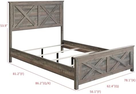 HOME DESIGN Derby Full Rustic Wood Panel Bed Frame, Brown