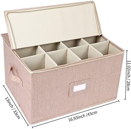 Wine Glass Storage Box, Stemware Storage Containers Cases with Dividers