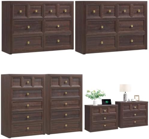 Dresser and Nightstand Sets 6 Piece for Bedroom Set Furniture