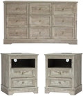 KIGOTY Farmhouse Bedroom Set, 3 Pcs Dresser and Nightstand Sets, 9 Drawer Dresser & 2 Drawer Nightstand Set with Charging Station,Rustic Wood Bedroom Furniture Set for Home