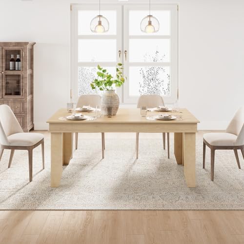 GarveeHome Farmhouse Dining Table for 6-8 People, 63" Long Kitchen Tables