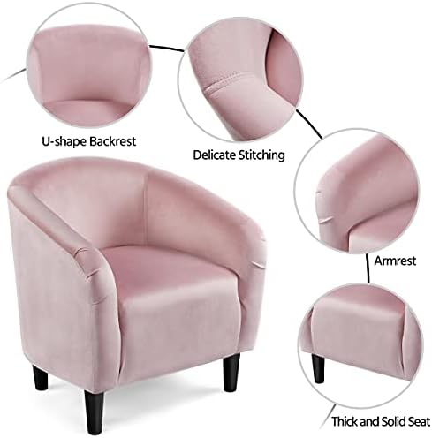 Yaheetech Compact Velvet Accent Chairs Set of 2 for Bedroom, Pink
