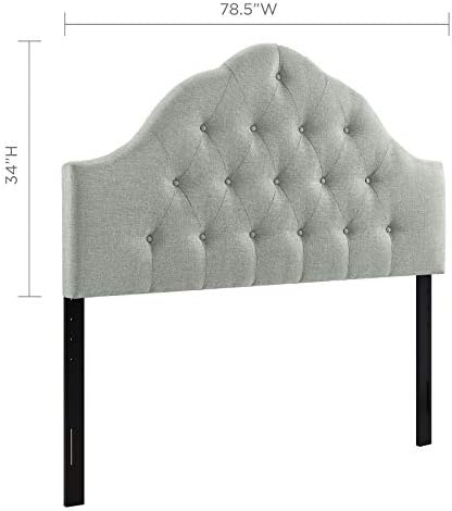 Modway Sovereign Tufted Button Linen Fabric Upholstered King Headboard in Gray