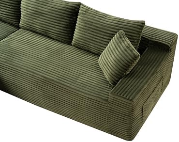 95" L-Shaped Cloud Sectional Couch, Left Facing Modular Compressed Boneless Sectional Sofa with Chaise Lounge, Plush Corduroy Boneless Corner Sofa for Living Room