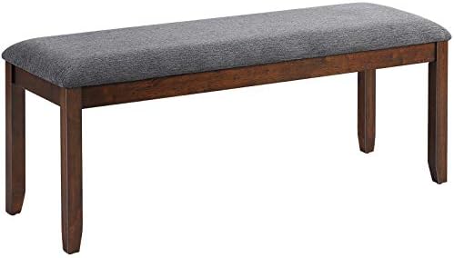 GIANTEX Dining Room Bench with Upholstered Padded Seat, 660lbs Capacity, 47" x 15.5" x 19.5" Ottoman, Wood Kitchen Table Bench for Entryway, Bedroom End of Bed, Grey