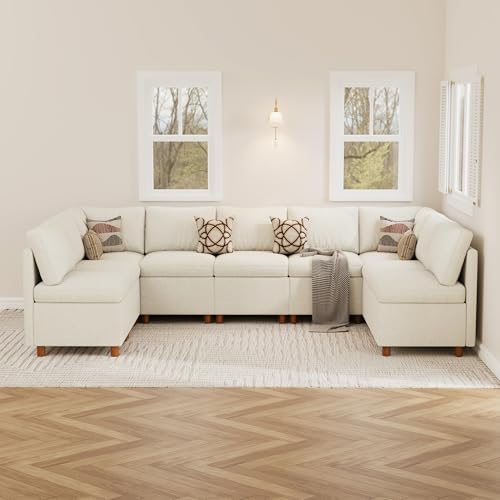 SITJOY Breakfast Nook Bench with Storage, Beige, 9 Seat (2 Corner)