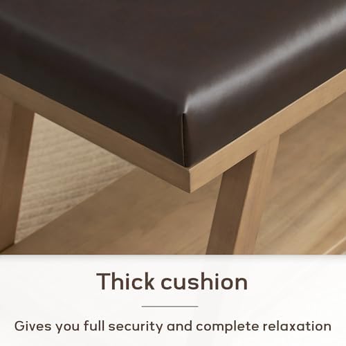 45" Entryway Bench Upholstered Storage Bench for Bedroom(PU-Brown)