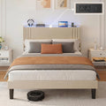 Gizoon Queen Bed Frame with Charging Station and LED Lights