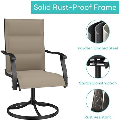 Murago Patio Chairs Set of 4, Outdoor Chairs Set of 4, Patio Chairs, Khaki