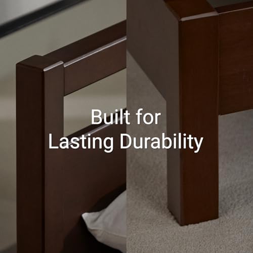 LIFEMENT Signature Wood Platform Bed Frame with Headboard, Essential, Noise Free, Under Bed Storage, No Box Spring Needed, Easy Assembly (Walnut, Twin)