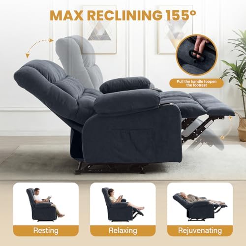 BOSMILLER Recliner 3-Seat Sofa with Cup Holders for Living Room, Manual Sofa Recliner with Side Pocket