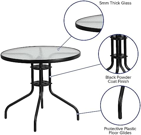 Flash Furniture 31.5 in Metal Round Table, Black