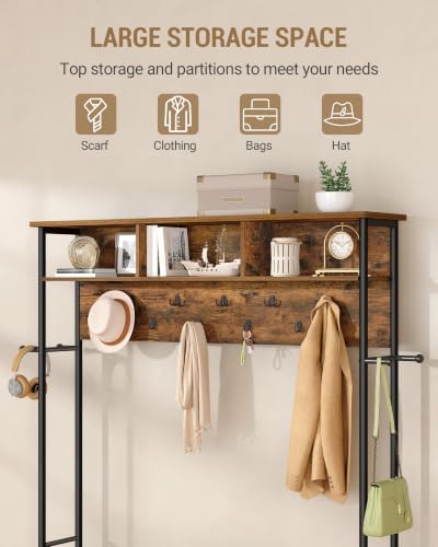 Hzuaneri Hall Tree with Shoe Storage Bench, Entryway Bench with Coat Rack