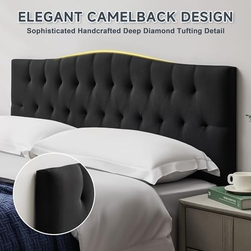 Tufted Upholstered Full Size Headboard Only, Adjustable 38-50 in